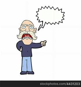 cartoon angry old man with speech bubble