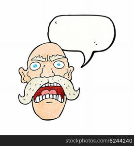 cartoon angry old man with speech bubble