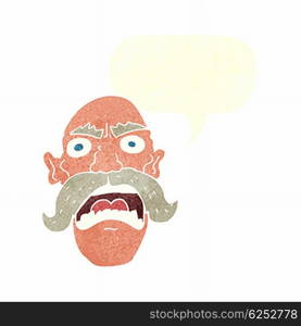 cartoon angry old man with speech bubble