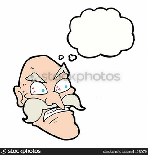 cartoon angry old man with thought bubble