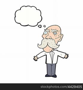 cartoon angry old man with thought bubble