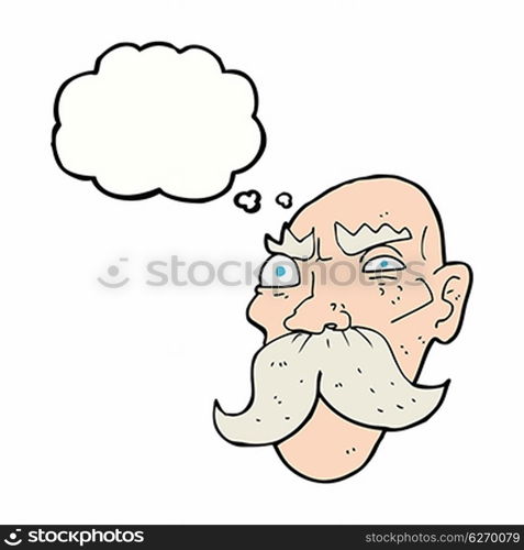 cartoon angry old man with thought bubble