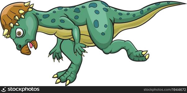 Cartoon angry pachycephalosaurus dinosaur running
