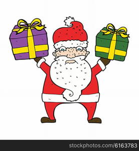 cartoon angry santa bearing gifts