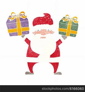 cartoon angry santa bearing gifts