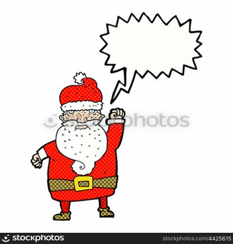 cartoon angry santa claus with speech bubble