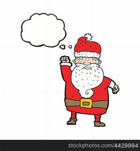 cartoon angry santa claus with thought bubble