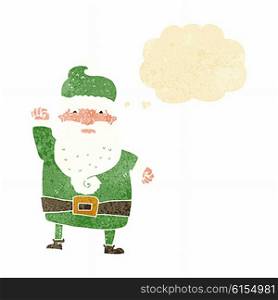 cartoon angry santa claus with thought bubble