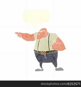 cartoon angry tough guy pointing with speech bubble