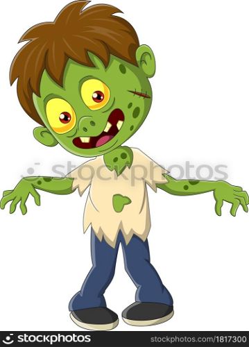 Cartoon angry zombie boy standing