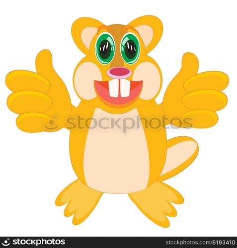 Cartoon animal beaver. Vector illustration of the beaver on white background is insulated