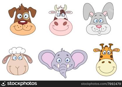 Cartoon animal head collection