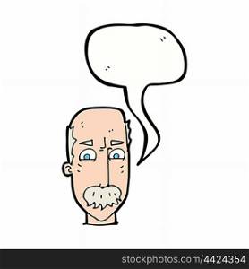 cartoon annnoyed old man with speech bubble