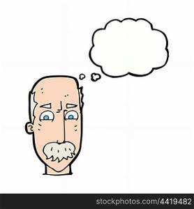 cartoon annnoyed old man with thought bubble