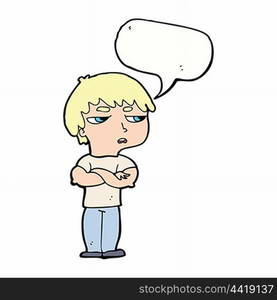 cartoon annoyed boy with speech bubble