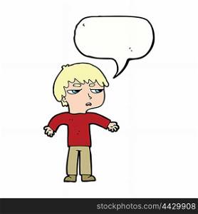 cartoon annoyed boy with speech bubble