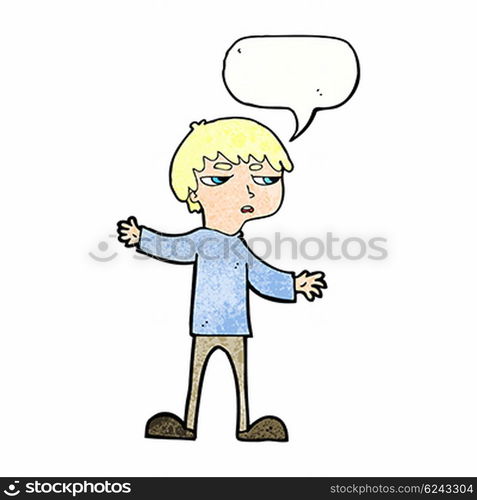 cartoon annoyed boy with speech bubble