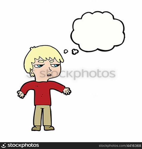 cartoon annoyed boy with thought bubble