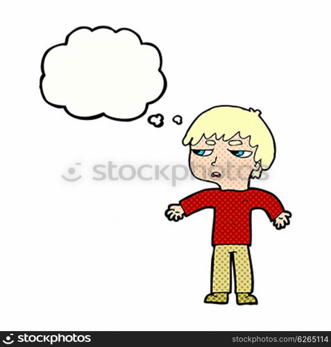 cartoon annoyed boy with thought bubble