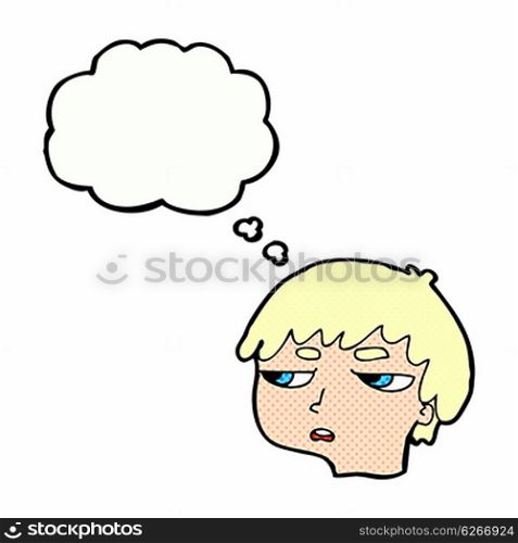 cartoon annoyed boy with thought bubble