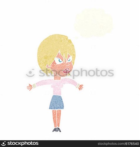 cartoon annoyed girl with thought bubble