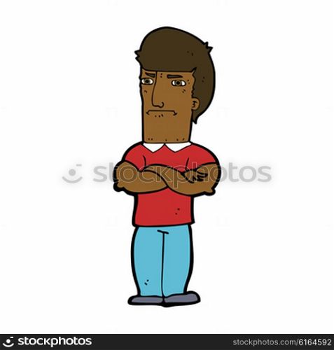cartoon annoyed man with folded arms