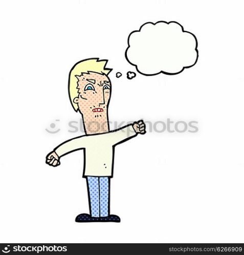 cartoon annoyed man with thought bubble