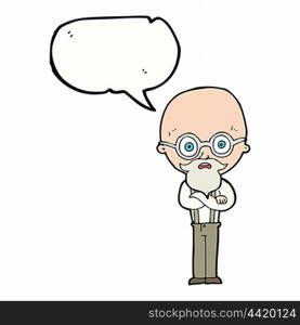 cartoon annoyed old man with speech bubble