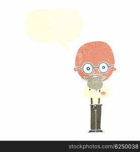 cartoon annoyed old man with speech bubble