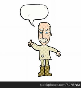 cartoon annoyed old man with speech bubble