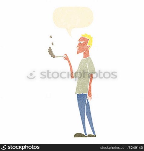 cartoon annoyed smoker with speech bubble
