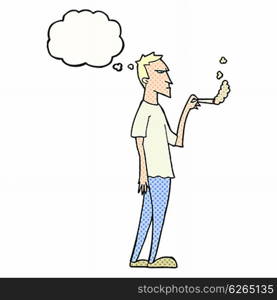 cartoon annoyed smoker with thought bubble