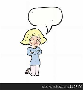 cartoon annoyed woman with speech bubble