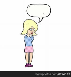 cartoon annoyed woman with speech bubble