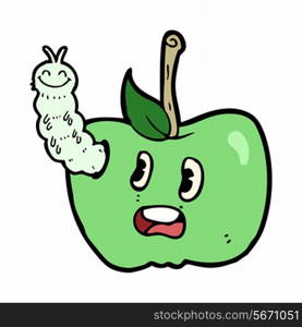 cartoon apple with bug