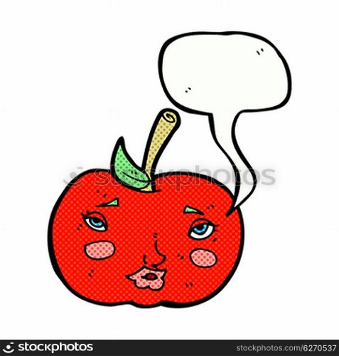 cartoon apple with face with speech bubble