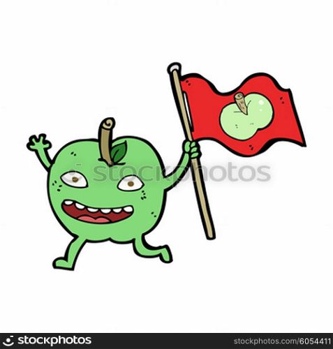cartoon apple with flag