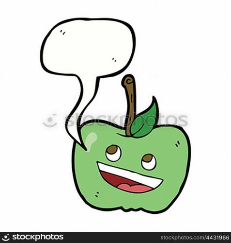 cartoon apple with speech bubble