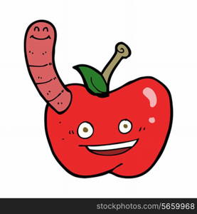 cartoon apple with worm