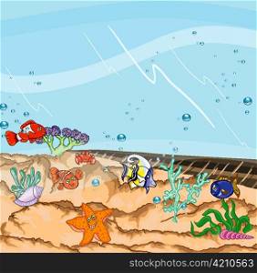 cartoon aquarium vector illustration