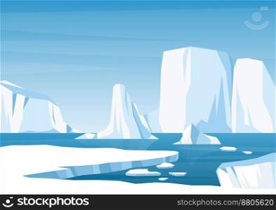 Cartoon arctic ice landscape with iceberg vector image