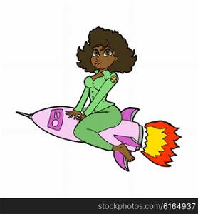cartoon army pin up girl riding missile