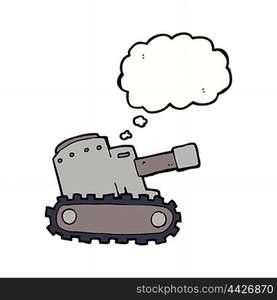 cartoon army tank with thought bubble