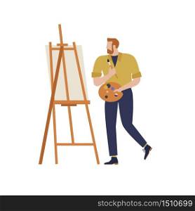 Cartoon artist vector isolated character in creative artistic hobbies. People hobby artistic drawing and amateur painter illustration.. Cartoon artist vector isolated character in creative artistic hobbies. People hobby, artistic drawing and amateur painter illustration.