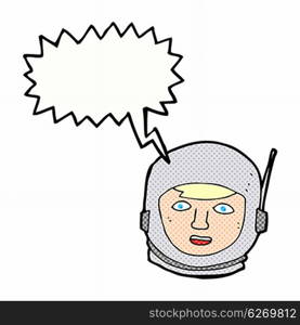 cartoon astronaut head with speech bubble