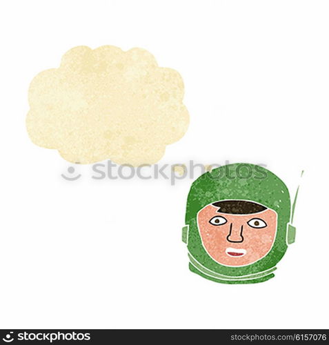 cartoon astronaut head with thought bubble