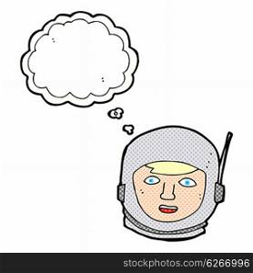 cartoon astronaut head with thought bubble