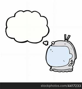 cartoon astronaut helmet with thought bubble
