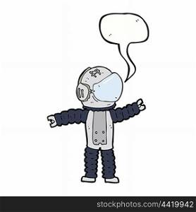 cartoon astronaut reaching with speech bubble