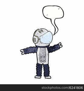 cartoon astronaut reaching with speech bubble